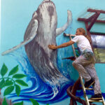 Humpback whale mural by Carlos Hiller marine artist.