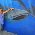 Whale shark mural at Caño Island National park, by artist Carlos Hiller.