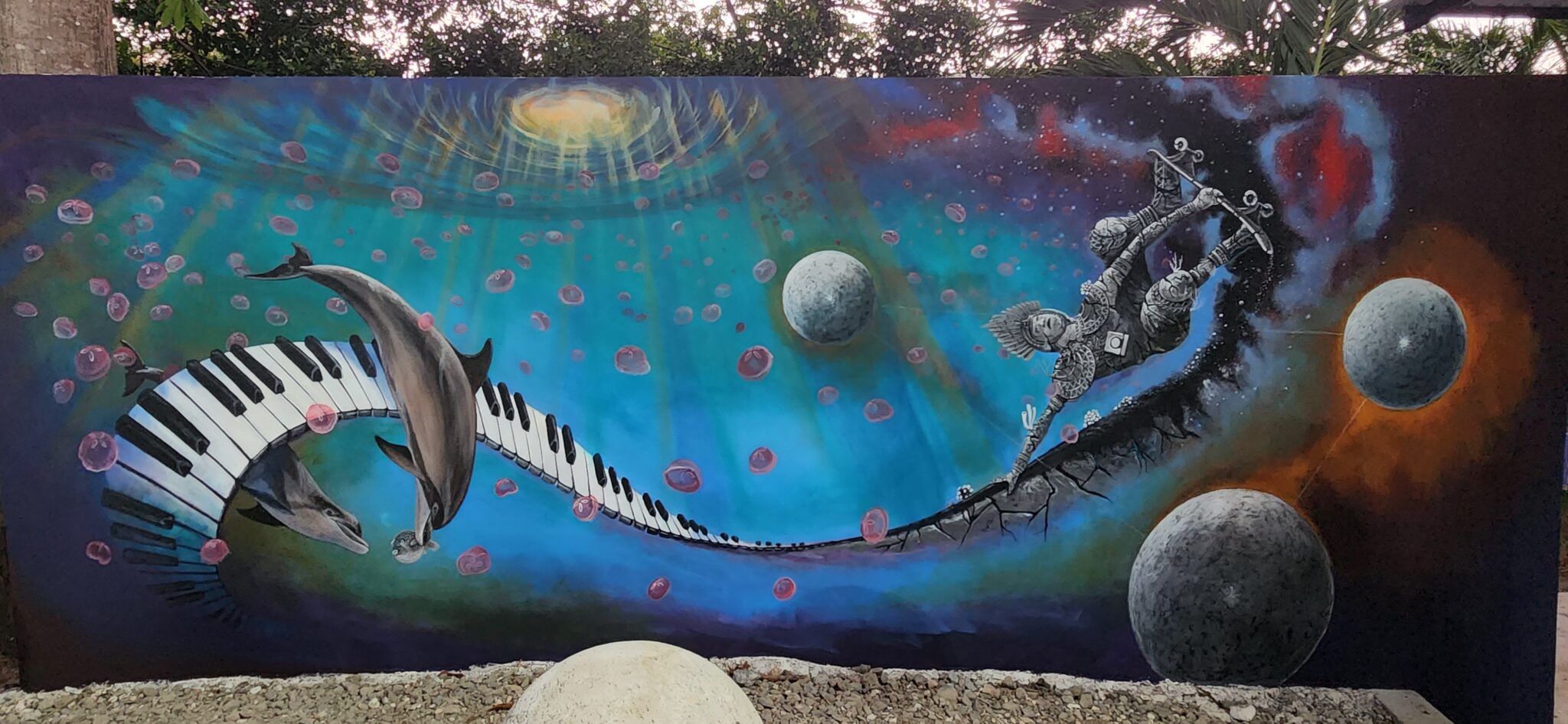 Nosara skate park mural by marine artist Carlos Hiller.