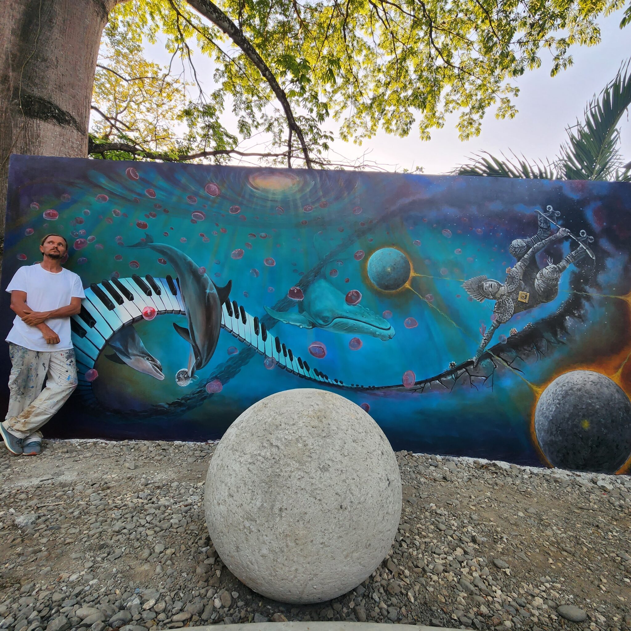 Nosara Skate park mural by Carlos Hiller marine artist.